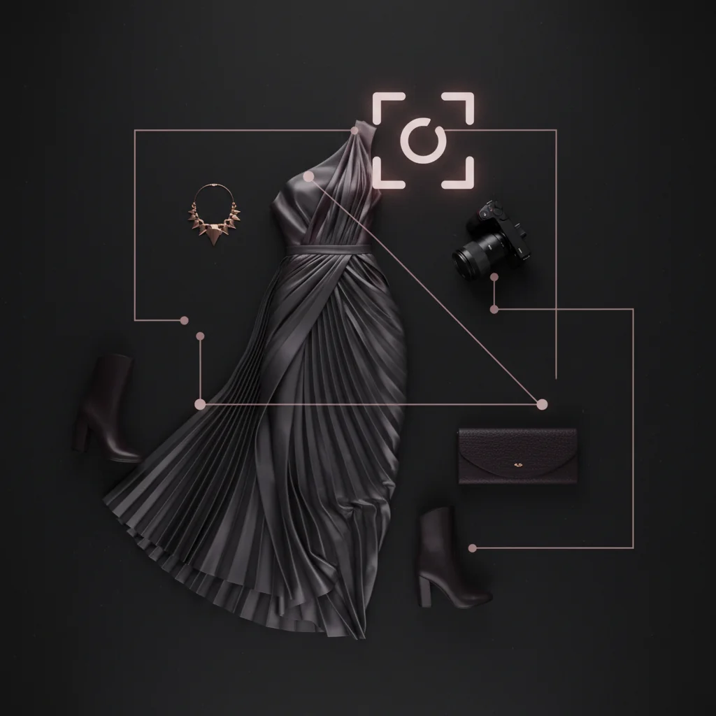 RunwayRank illustration: Google Lens visual search for fashion brands scene — runwayrank.com