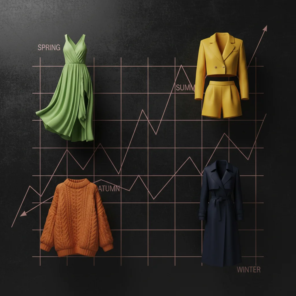RunwayRank illustration: seasonal SEO calendar for fashion brands scene — runwayrank.com
