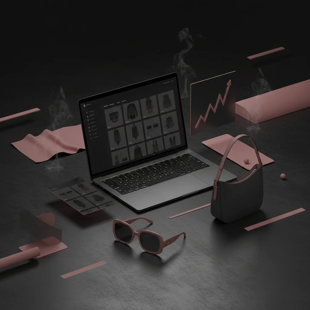 RunwayRank illustration: fashion ecommerce SEO strategy scene — runwayrank.com