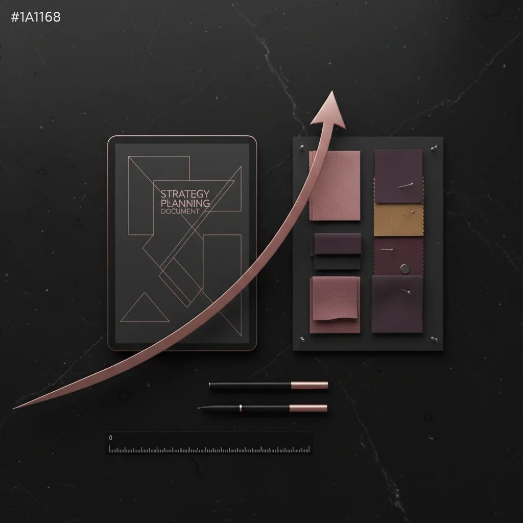 RunwayRank illustration: SEO strategy planning for a fashion company scene — runwayrank.com